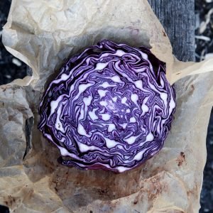 Red Cabbage cut in half